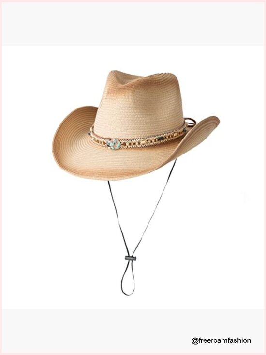 Straw Cowboy Hat Wide Brim with Belt Buckle main image 4